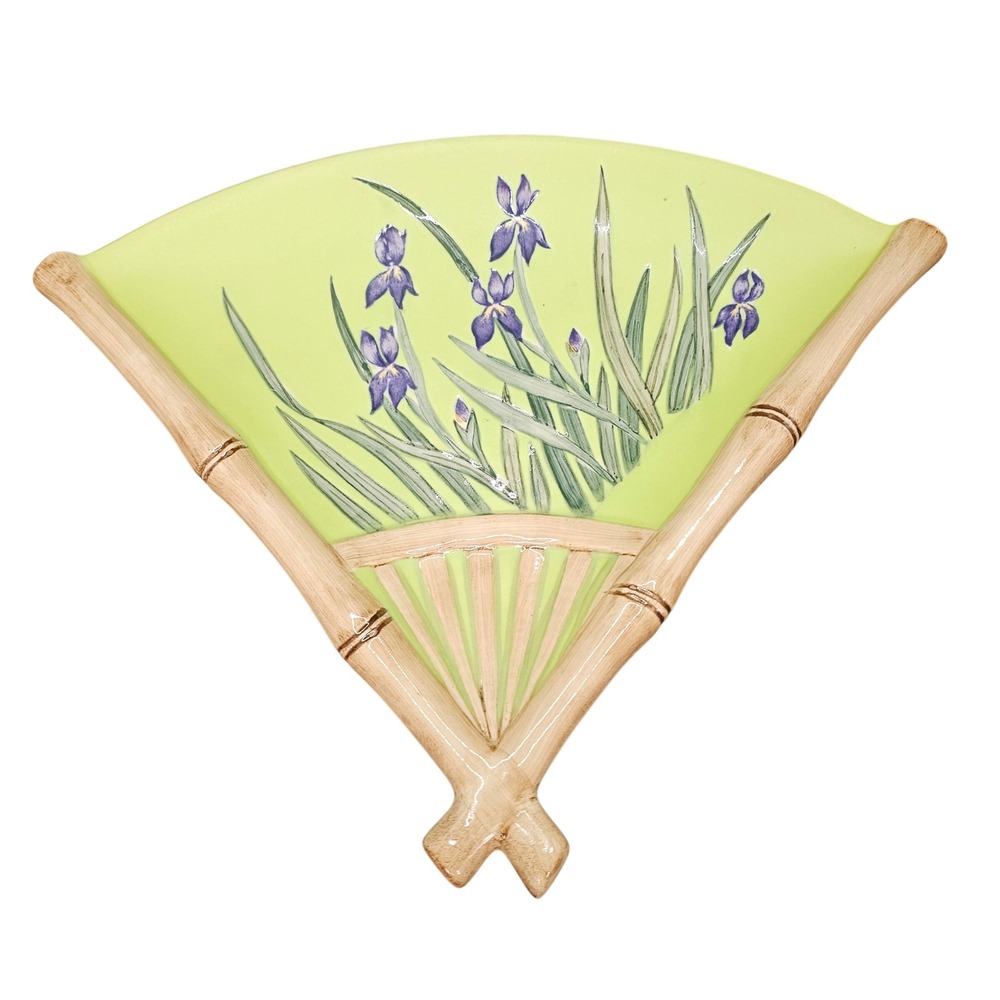 Silvestri Asia Society Fan Wall Plate Cynthia McCollum Iris‎ Bamboo 90s